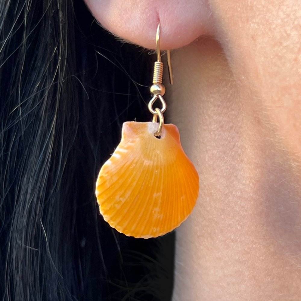 Orange Scallop Earrings